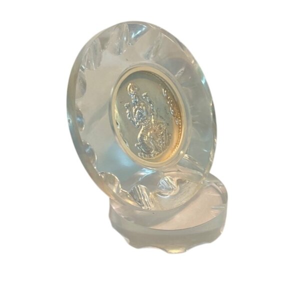 Embossed Silver Laxmi Acrylic Frame with Pedestal Goddess of Wealth Temple - Picture 2 of 6